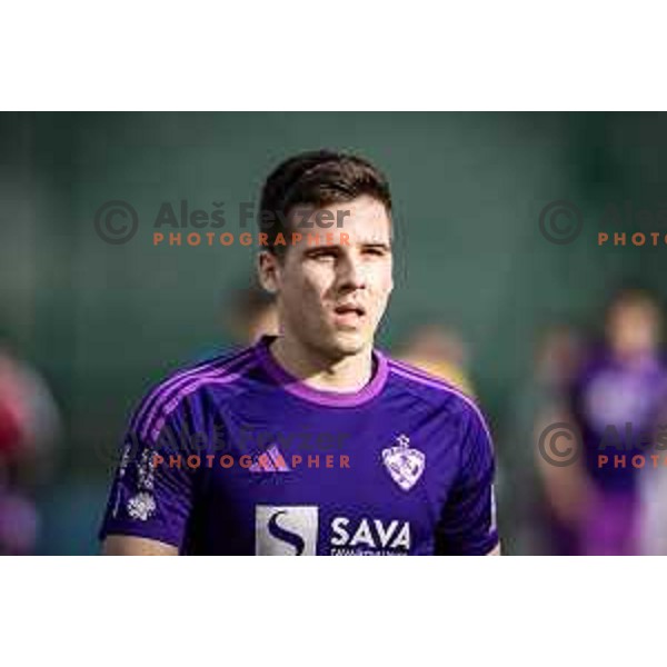 Ziga Repas in action during Prva liga Telemach football match between Rogaska and Maribor in Sportni center Rogaska Slatina, Slovenia on February 25, 2024. Photo: Jure Banfi