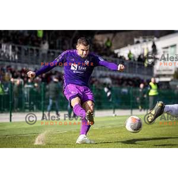 Pijus Sirvys in action during Prva liga Telemach football match between Rogaska and Maribor in Sportni center Rogaska Slatina, Slovenia on February 25, 2024. Photo: Jure Banfi