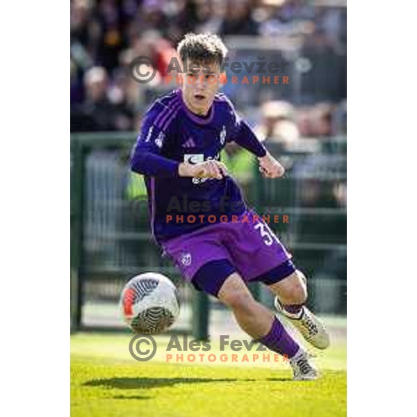 Anej Lorbek in action during Prva liga Telemach football match between Rogaska and Maribor in Sportni center Rogaska Slatina, Slovenia on February 25, 2024. Photo: Jure Banfi