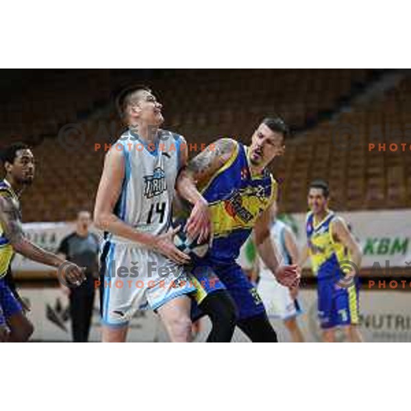 In action during Nova KBM League 2023/2024 basketball match between Ilirija and Hopsi Polzela in Ljubljana, Slovenia on March 1, 2024