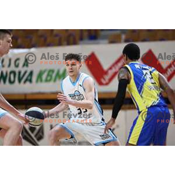 In action during Nova KBM League 2023/2024 basketball match between Ilirija and Hopsi Polzela in Ljubljana, Slovenia on March 1, 2024