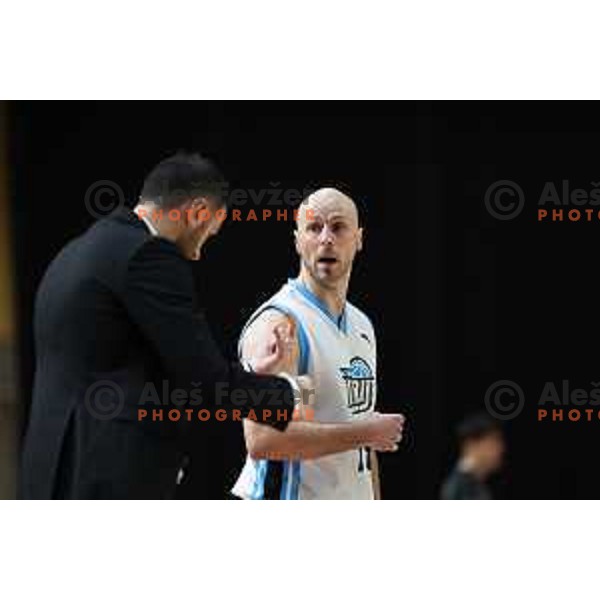 In action during Nova KBM League 2023/2024 basketball match between Ilirija and Hopsi Polzela in Ljubljana, Slovenia on March 1, 2024