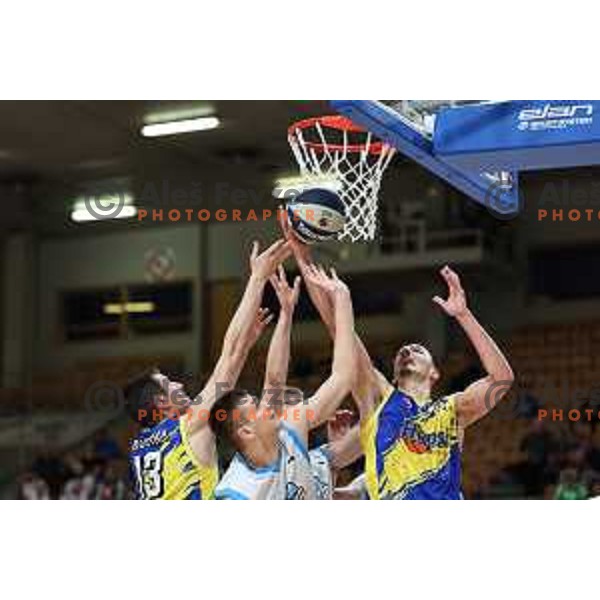 In action during Nova KBM League 2023/2024 basketball match between Ilirija and Hopsi Polzela in Ljubljana, Slovenia on March 1, 2024