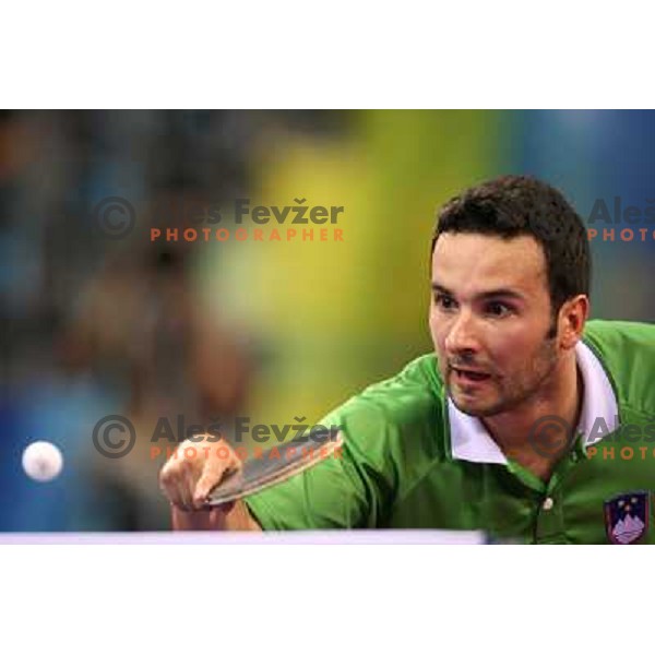 Bojan Tokic (SLO) lost 1:4 in third round of table tennis tournament against Ma Lin (CHN), Olympic games, Beijing, China 21..8.2008 