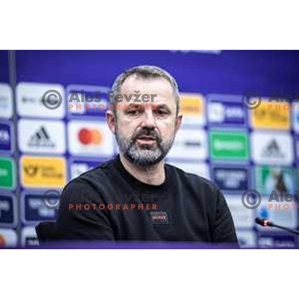 Dusan Kosic, head coach of Domzale at the press conference after during Prva liga Telemach football match between Maribor and Domzale in Ljudski vrt, Maribor, Slovenia on March 2, 2024. Photo: Jure Banfi