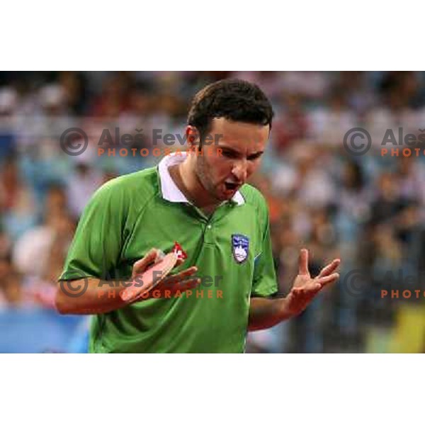 Bojan Tokic (SLO) lost 1:4 in third round of table tennis tournament against Ma Lin (CHN), Olympic games, Beijing, China 21..8.2008 