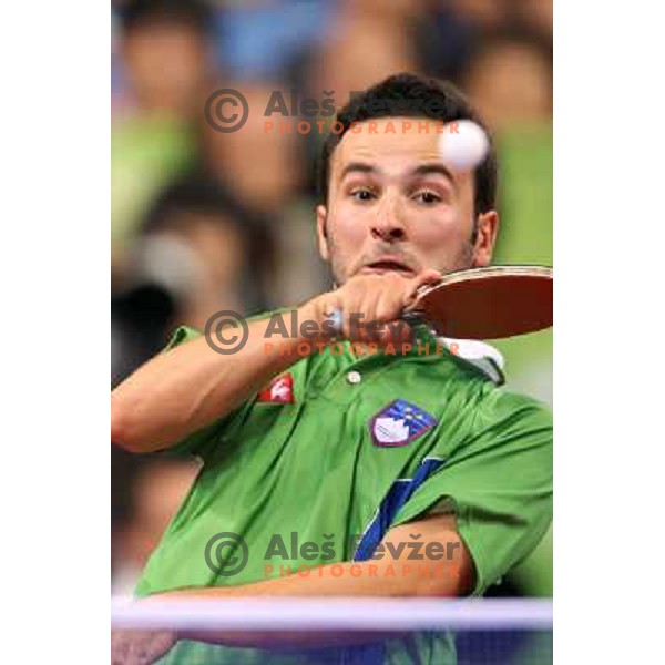 Bojan Tokic (SLO) lost 1:4 in third round of table tennis tournament against Ma Lin (CHN), Olympic games, Beijing, China 21..8.2008 