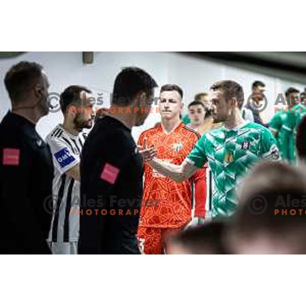 Ziga Kous and Timi Max Elsnik during Prva liga Telemach football match between Mura and Olimpija in Fazanerija, Murska Sobota, Slovenia on March 10, 2024. Photo: Jure Banfi