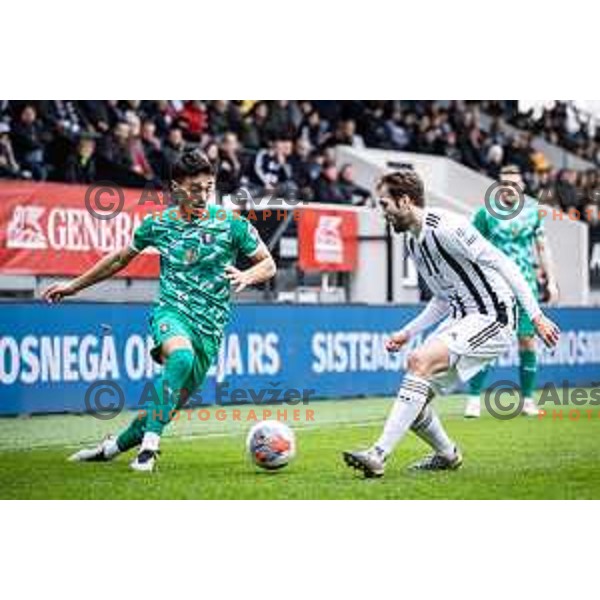Jorge Fernando Dos Santos Silva vs Klemen Pucko in action during Prva liga Telemach football match between Mura and Olimpija in Fazanerija, Murska Sobota, Slovenia on March 10, 2024. Photo: Jure Banfi