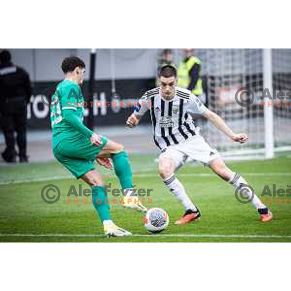 Borna Proleta in action during Prva liga Telemach football match between Mura and Olimpija in Fazanerija, Murska Sobota, Slovenia on March 10, 2024. Photo: Jure Banfi
