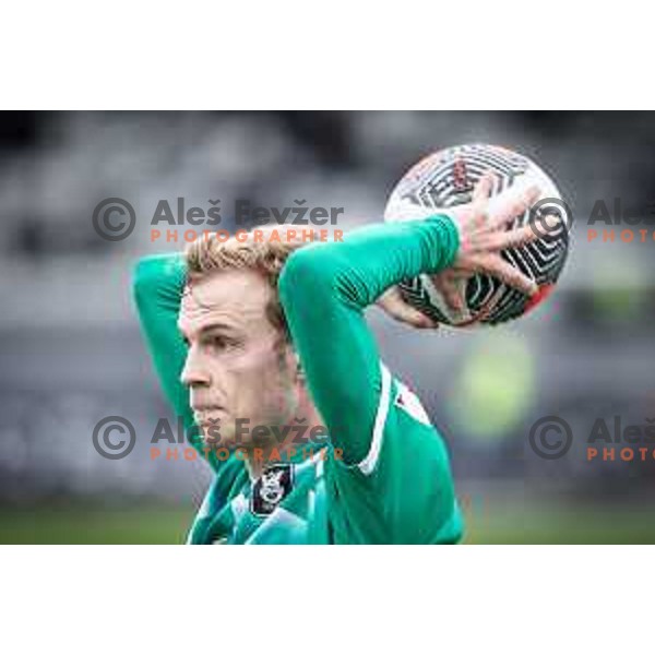 Justas Lasickas in action during Prva liga Telemach football match between Mura and Olimpija in Fazanerija, Murska Sobota, Slovenia on March 10, 2024. Photo: Jure Banfi