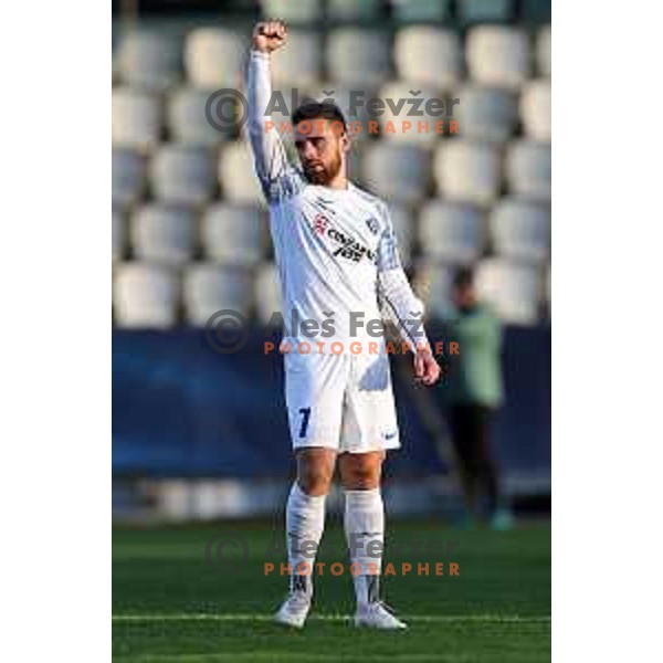 Aljosa Matko celebrates a goal during Prva liga Telemach 2023/2024 football match between Koper and Celje in Koper, Slovenia on March 14, 2024