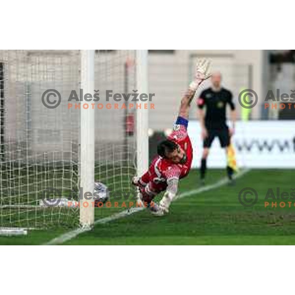 Jan Koprivec in action during Prva liga Telemach 2023/2024 football match between Koper and Celje in Koper, Slovenia on March 14, 2024