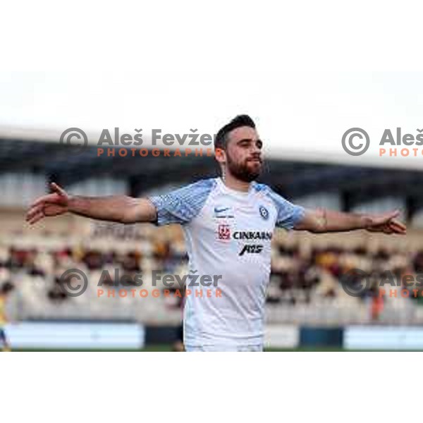 Aljosa Matko celebrates a goal during Prva liga Telemach 2023/2024 football match between Koper and Celje in Koper, Slovenia on March 14, 2024