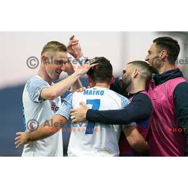 Aljosa Matko celebrates a goal during Prva liga Telemach 2023/2024 football match between Koper and Celje in Koper, Slovenia on March 14, 2024