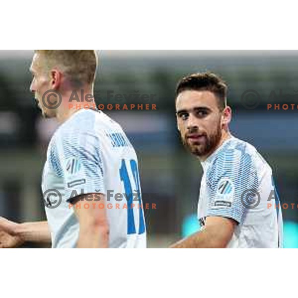 Aljosa Matko celebrates a goal during Prva liga Telemach 2023/2024 football match between Koper and Celje in Koper, Slovenia on March 14, 2024