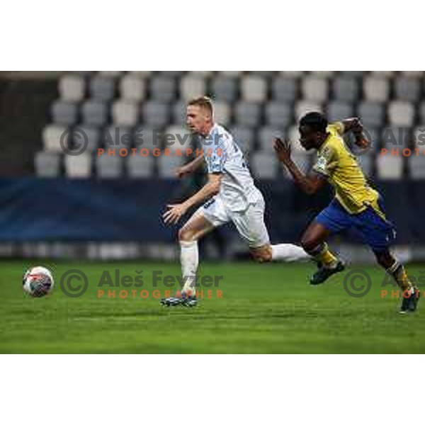Zan Karnicnik in action during Prva liga Telemach 2023/2024 football match between Koper and Celje in Koper, Slovenia on March 14, 2024