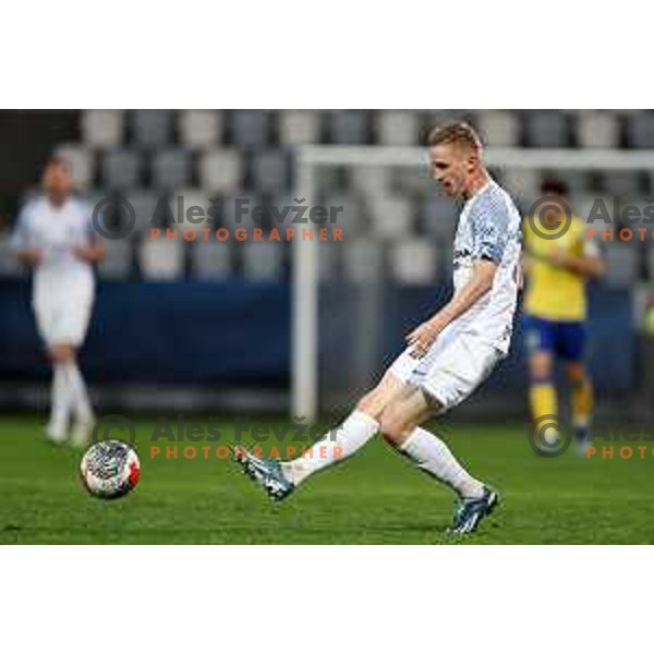 Zan Karnicnik in action during Prva liga Telemach 2023/2024 football match between Koper and Celje in Koper, Slovenia on March 14, 2024