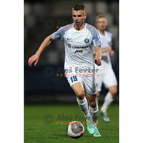 Mark Zabukovnik in action during Prva liga Telemach 2023/2024 football match between Koper and Celje in Koper, Slovenia on March 14, 2024