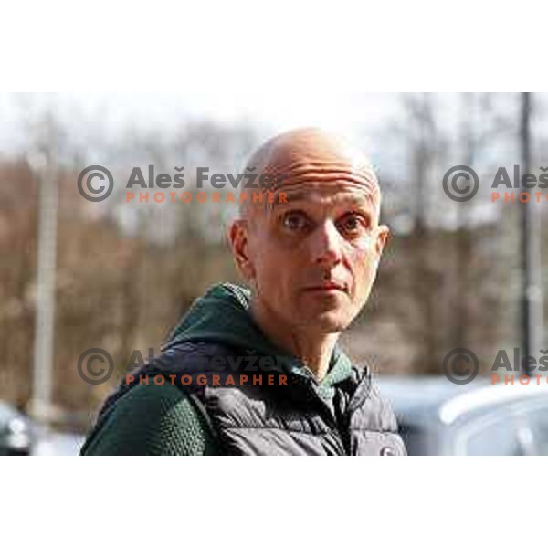 Boris Gorenc during basketball meeting of Smelt Olimpija players of 1993-1994 season at 30th anniversary of victory 91-81 over Tau Ceramica in the Final of FIBA European Cup Cup in Lousanne, Switzerland. Players met in legendary Tivoli Hall, Ljubljana, Slovenia on March 15, 2024