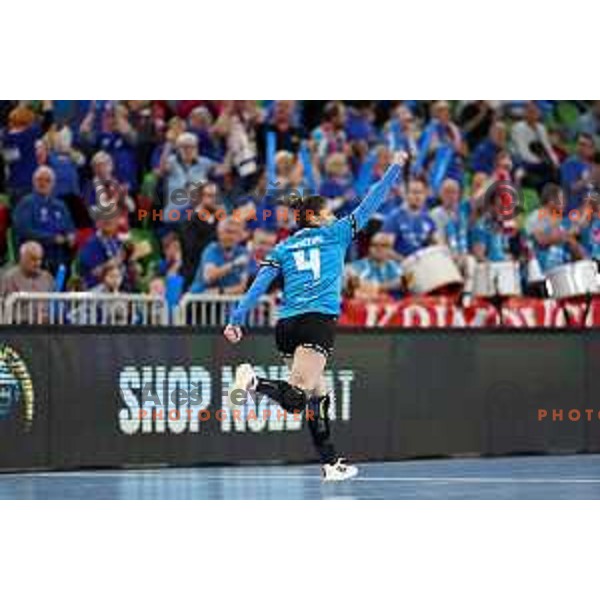in action during EHF Champions League Women handball match between Krim Mercator (SLO) and CSM Bucuresti (ROM) in Ljubljana, Slovenia on March 16, 2024