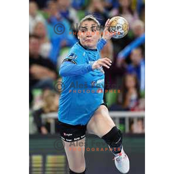 in action during EHF Champions League Women handball match between Krim Mercator (SLO) and CSM Bucuresti (ROM) in Ljubljana, Slovenia on March 16, 2024