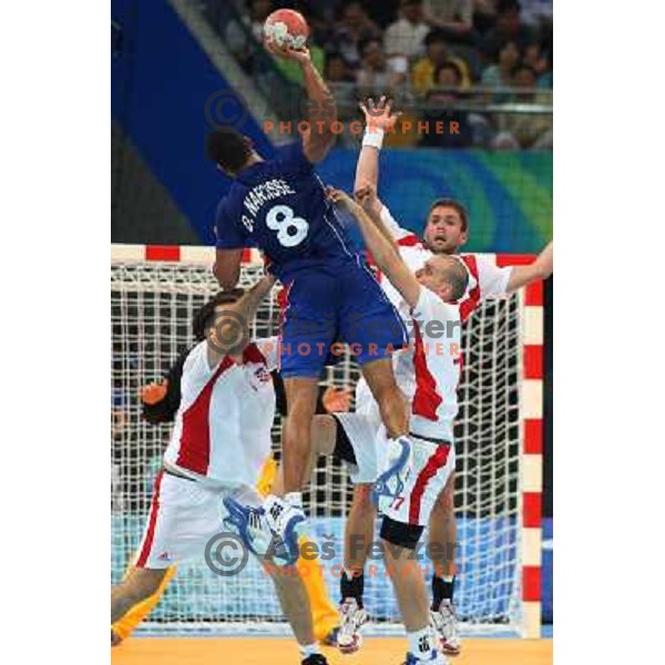 handball match France- Croatia in semi-final of Olympic games in Beijing, China 22.8.2008. France won 25:23 and advanced to the Final 