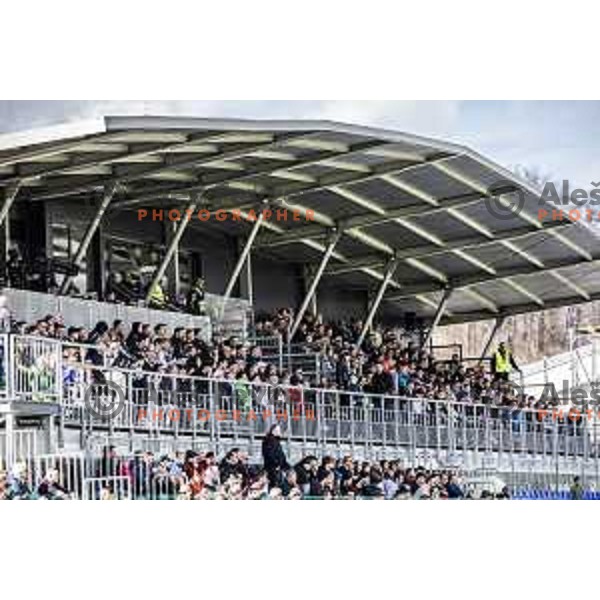 Spectators during Prva liga Telemach football match between Rogaska and Mura in Sportni center Rogaska Slatina, Slovenia on March 17, 2024. Photo: Jure Banfi