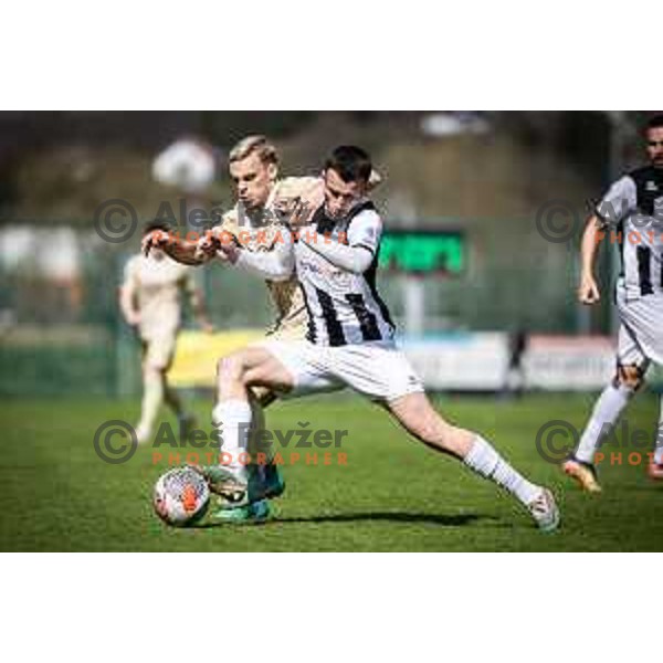 Aljaz Antolin vs Di Mateo Lovric in action during Prva liga Telemach football match between Rogaska and Mura in Sportni center Rogaska Slatina, Slovenia on March 17, 2024. Photo: Jure Banfi