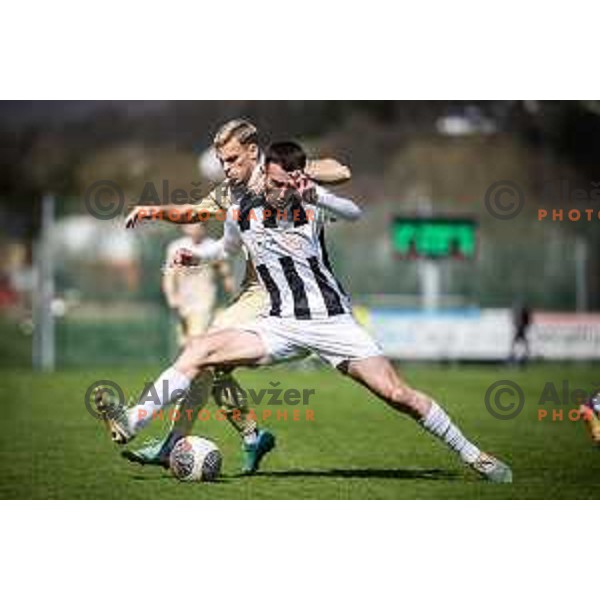 Aljaz Antolin vs Di Mateo Lovric in action during Prva liga Telemach football match between Rogaska and Mura in Sportni center Rogaska Slatina, Slovenia on March 17, 2024. Photo: Jure Banfi