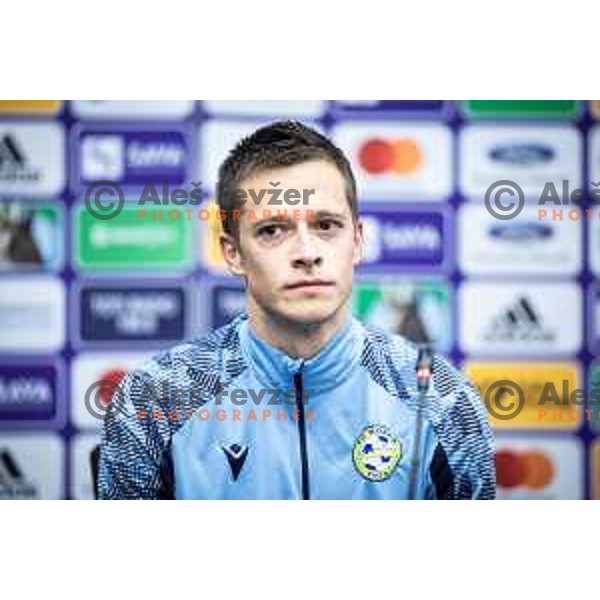 Matej Palcic at the press conference after Prva liga Telemach football match between Maribor and Koper in Ljudski vrt, Maribor, Slovenia on March 17, 2024. Photo: Jure Banfi