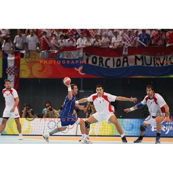 handball match France- Croatia in semi-final of Olympic games in Beijing, China 22.8.2008. France won 25:23 and advanced to the Final 