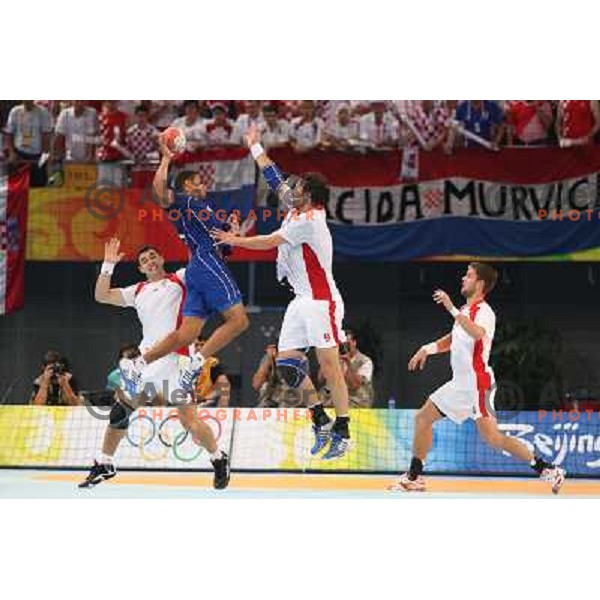 Sulic, Vori, Vukovic at handball match France- Croatia in semi-final of Olympic games in Beijing, China 22.8.2008. France won 25:23 and advanced to the Final 