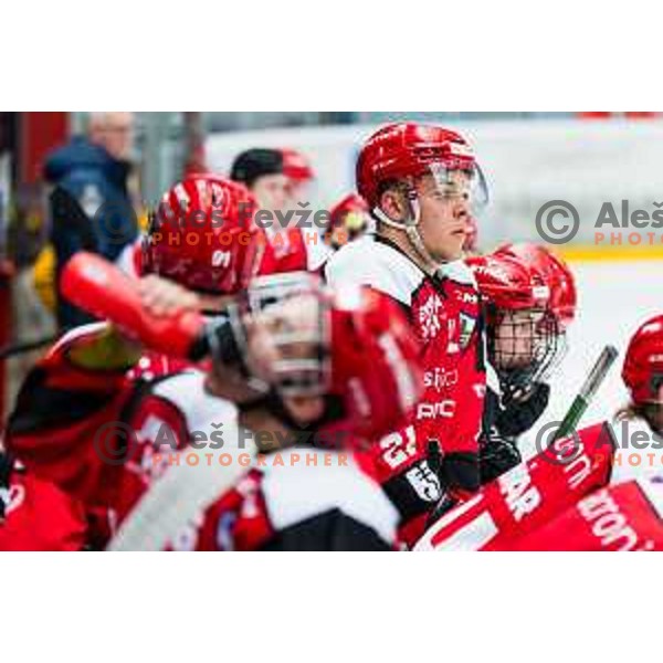 PAZLAR Grega of HDD SIJ Acroni Jesenice In action during the fourth game of the Final of the Slovenian Ice-hockey League between SZ Olimpija and SIJ Acroni Jesenice in Tivoli Hall, Ljubljana, Slovenia on March 15, 2024