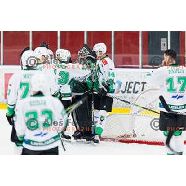 Lukas Horak of HK SZ Olimpija In action during the fourth game of the Final of the Slovenian Ice-hockey League between SZ Olimpija and SIJ Acroni Jesenice in Tivoli Hall, Ljubljana, Slovenia on March 15, 2024