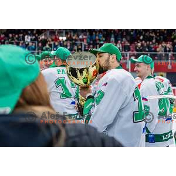 PANCE Ziga of HK SZ Olimpija In action during the fourth game of the Final of the Slovenian Ice-hockey League between SZ Olimpija and SIJ Acroni Jesenice in Tivoli Hall, Ljubljana, Slovenia on March 15, 2024