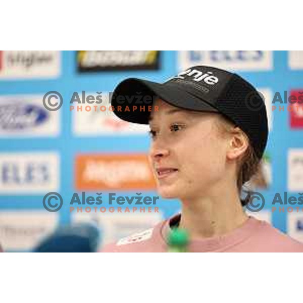 Nika Prevc during press conference of Slovenia Women\'s Ski jumping team in Ljubljana, Slovenia on March 18, 2024