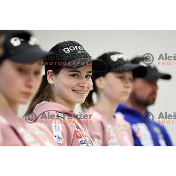 Nika Kriznar during press conference of Slovenia Women\'s Ski jumping team in Ljubljana, Slovenia on March 18, 2024