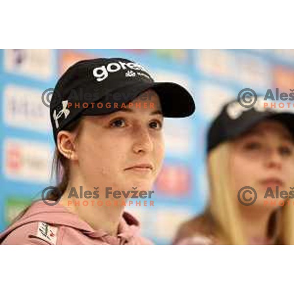 During press conference of Slovenia Women\'s Ski jumping team in Ljubljana, Slovenia on March 18, 2024