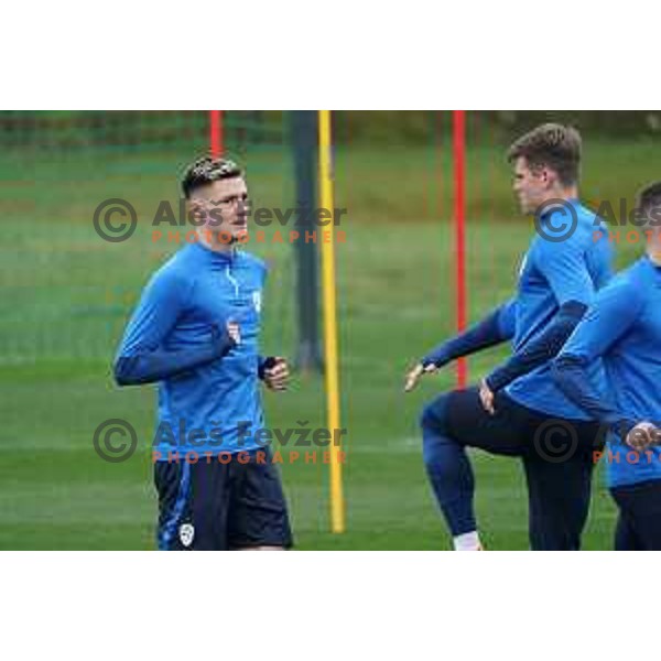 Benjamin Sesko of Slovenia Football team during practice session at NNC Brdo, Slovenia on March 19, 2024