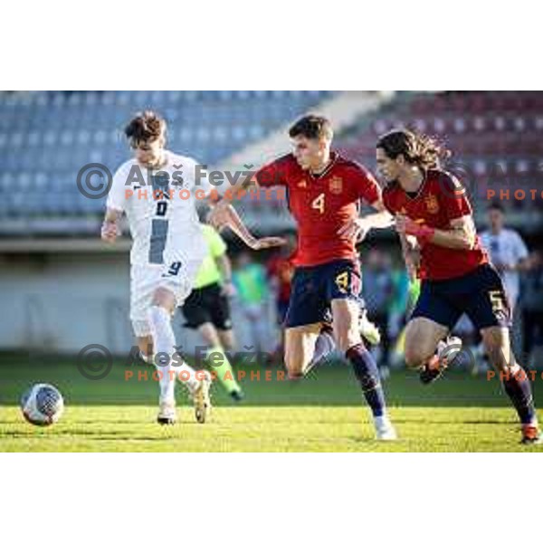 in action during UEFA Euro U19 2024 Championship qualifier football match between Spain and Slovenia in Lendava, Slovenia on March 20, 2024. Photo: Jure Banfi