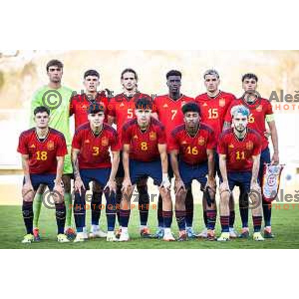 in action during UEFA Euro U19 2024 Championship qualifier football match between Spain and Slovenia in Lendava, Slovenia on March 20, 2024. Photo: Jure Banfi