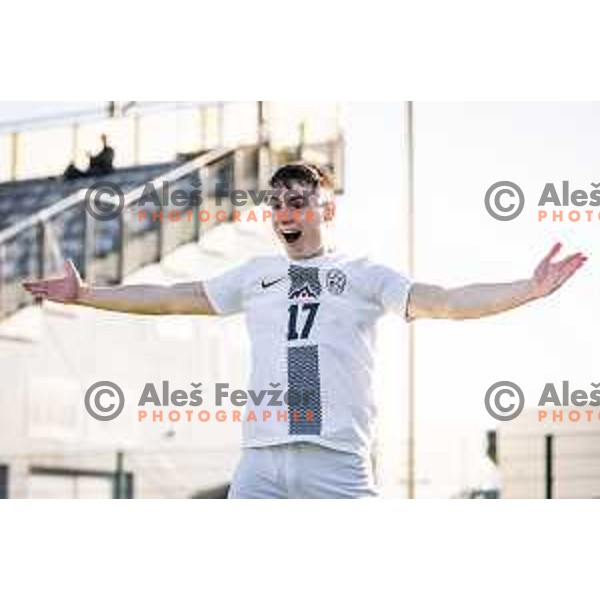 in action during UEFA Euro U19 2024 Championship qualifier football match between Spain and Slovenia in Lendava, Slovenia on March 20, 2024. Photo: Jure Banfi