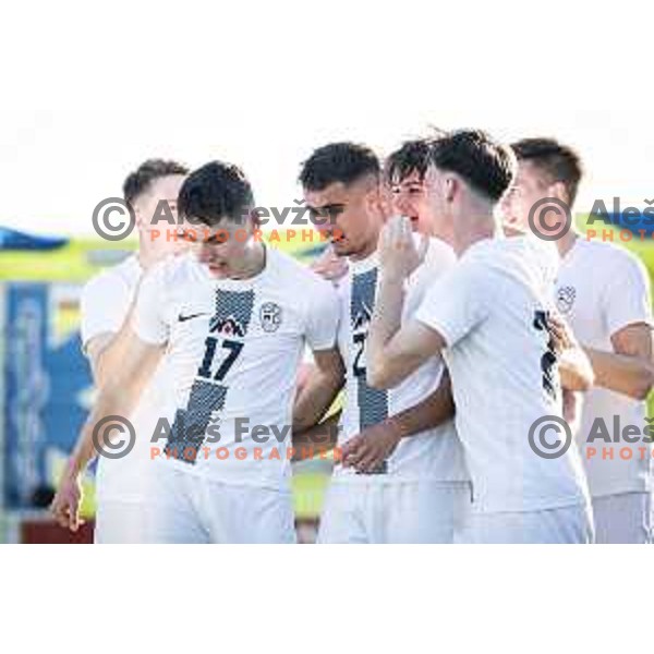 in action during UEFA Euro U19 2024 Championship qualifier football match between Spain and Slovenia in Lendava, Slovenia on March 20, 2024. Photo: Jure Banfi