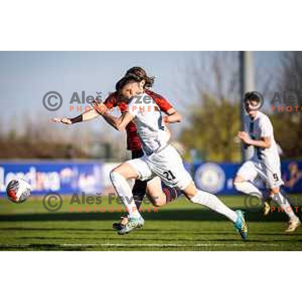 in action during UEFA Euro U19 2024 Championship qualifier football match between Spain and Slovenia in Lendava, Slovenia on March 20, 2024. Photo: Jure Banfi