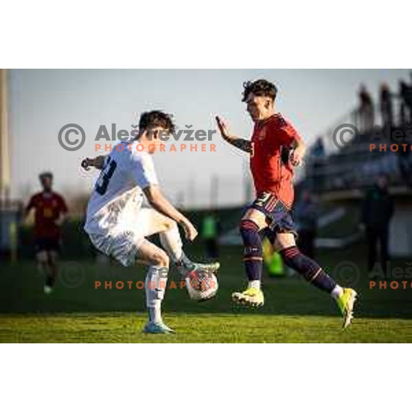 in action during UEFA Euro U19 2024 Championship qualifier football match between Spain and Slovenia in Lendava, Slovenia on March 20, 2024. Photo: Jure Banfi