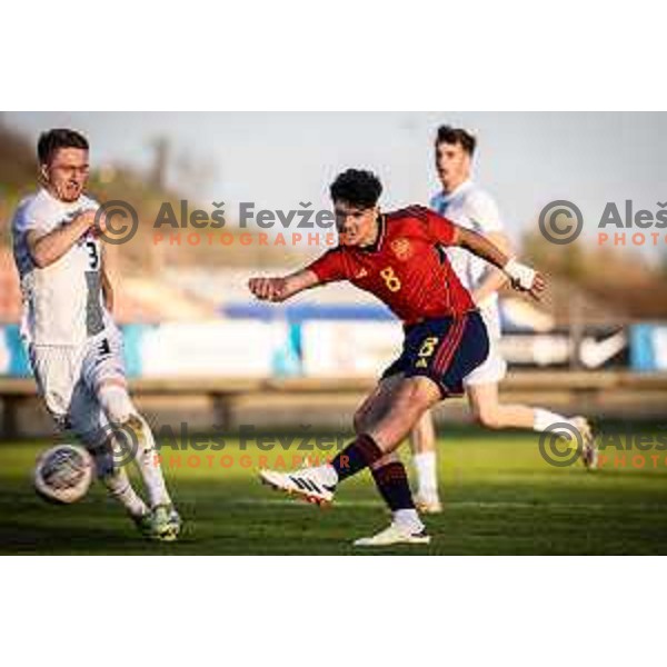 in action during UEFA Euro U19 2024 Championship qualifier football match between Spain and Slovenia in Lendava, Slovenia on March 20, 2024. Photo: Jure Banfi