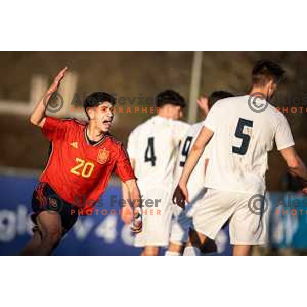 in action during UEFA Euro U19 2024 Championship qualifier football match between Spain and Slovenia in Lendava, Slovenia on March 20, 2024. Photo: Jure Banfi