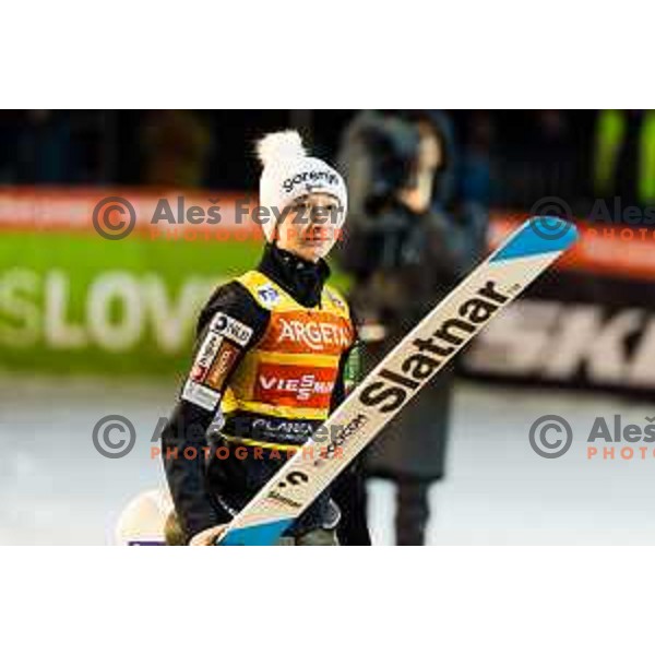 Nika Prevc of Slovenia in action during the final round of FIS Ski Jumping competition in Planica, Slovenia on March 21, 2024