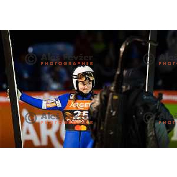 Nika Kriznar of Slovenia in action during the final round of FIS Ski Jumping competition in Planica, Slovenia on March 21, 2024